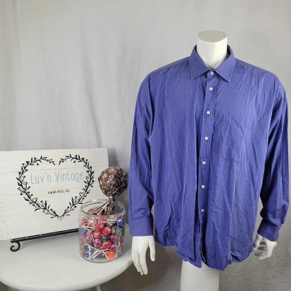 Croft & Barrow Corporate Casuals Blue Cotton Button Down Shirt Mens XXL 18-18.5